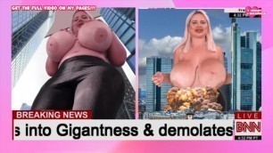 Jessy Bunny - Bimbo Girl Grows into Gigantness & Demolates City