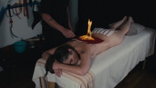 BDSM FIRE PLAY + Fucked and Creampied on the Massage Table