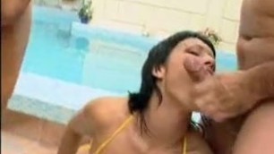 Hot Bitch Fuck And Suck Two Guys At The Pool